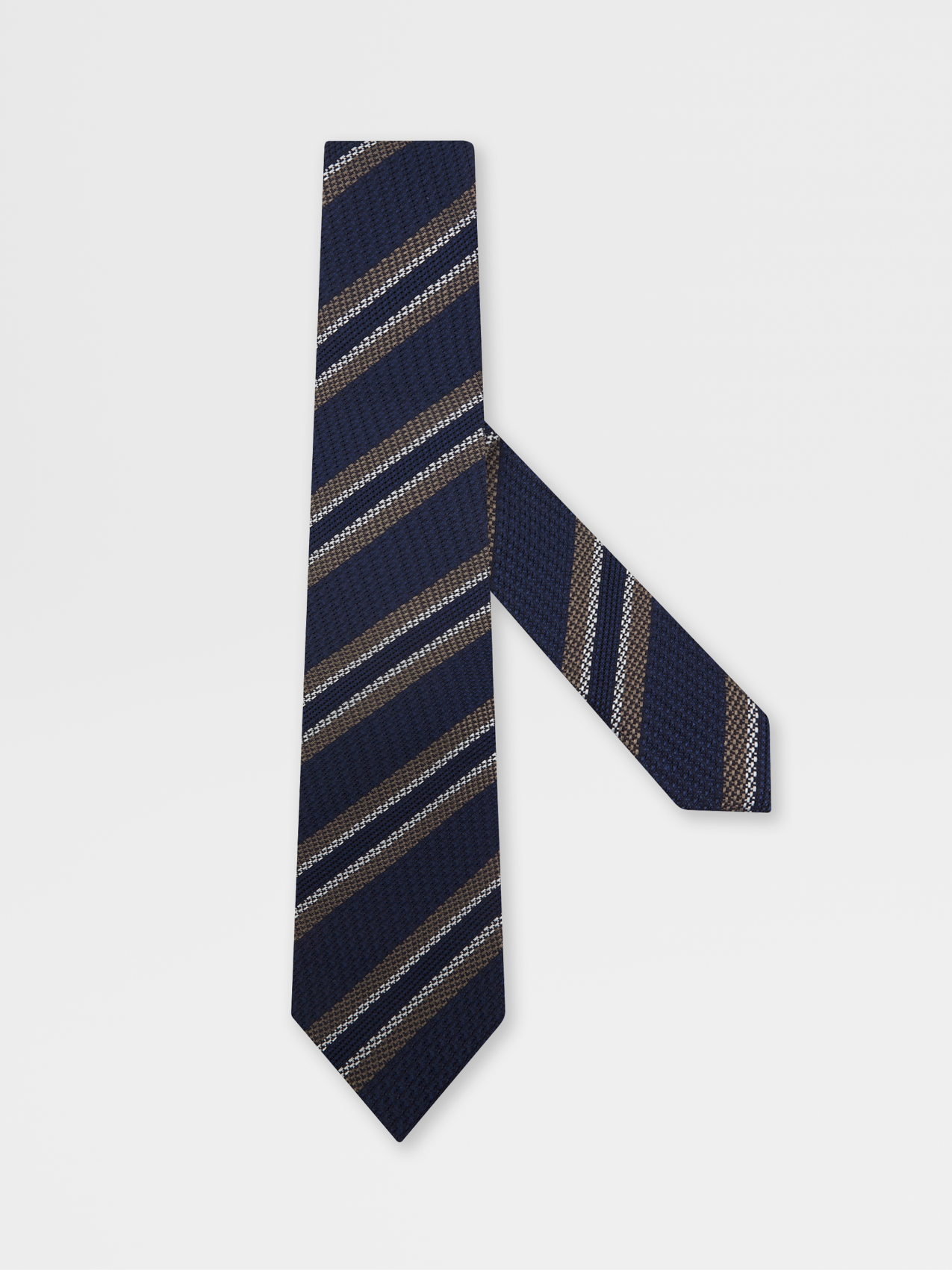 Dark Blue Printed Silk Grenadine Tie